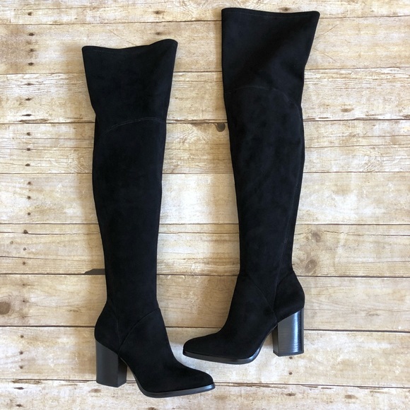 Marc Fisher Shoes - Marc Fisher Black Suede Arrine Over the Knee Boots